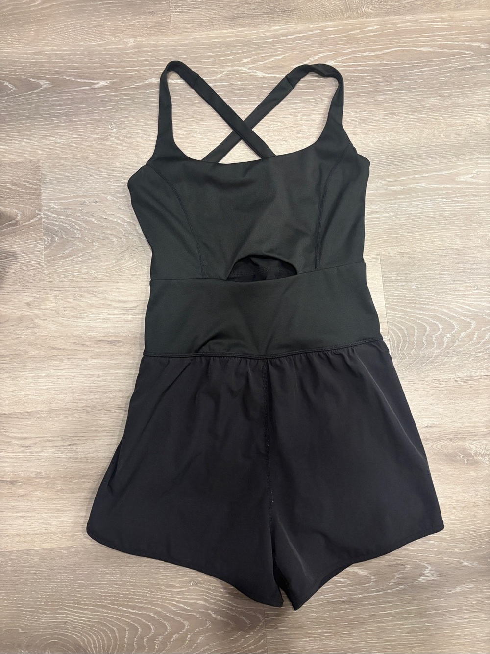Women's Black Cross-Back Romper Jumpsuit